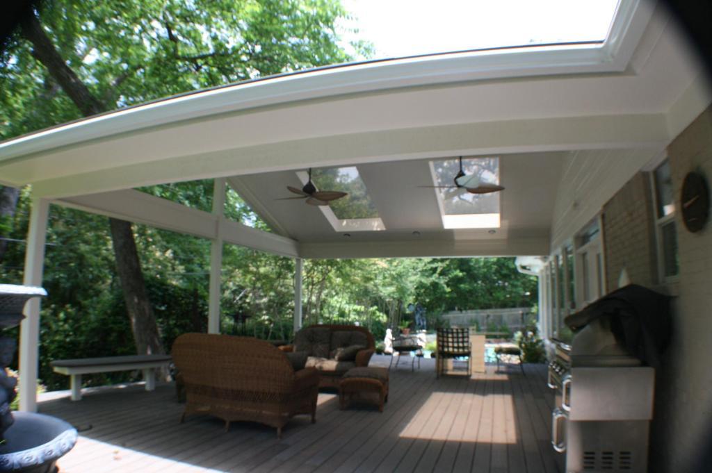 White patio cover with