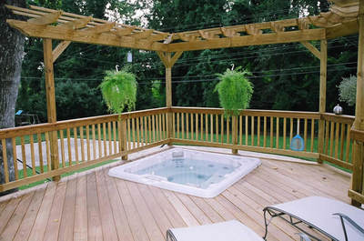 Wood Deck with Hot Tub